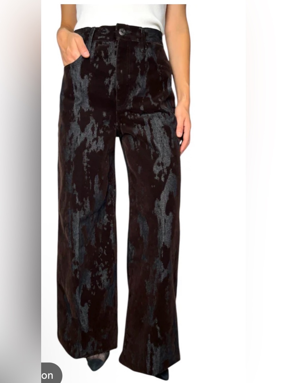 MANGO high waisted Devore wide leg jeans 4 B02